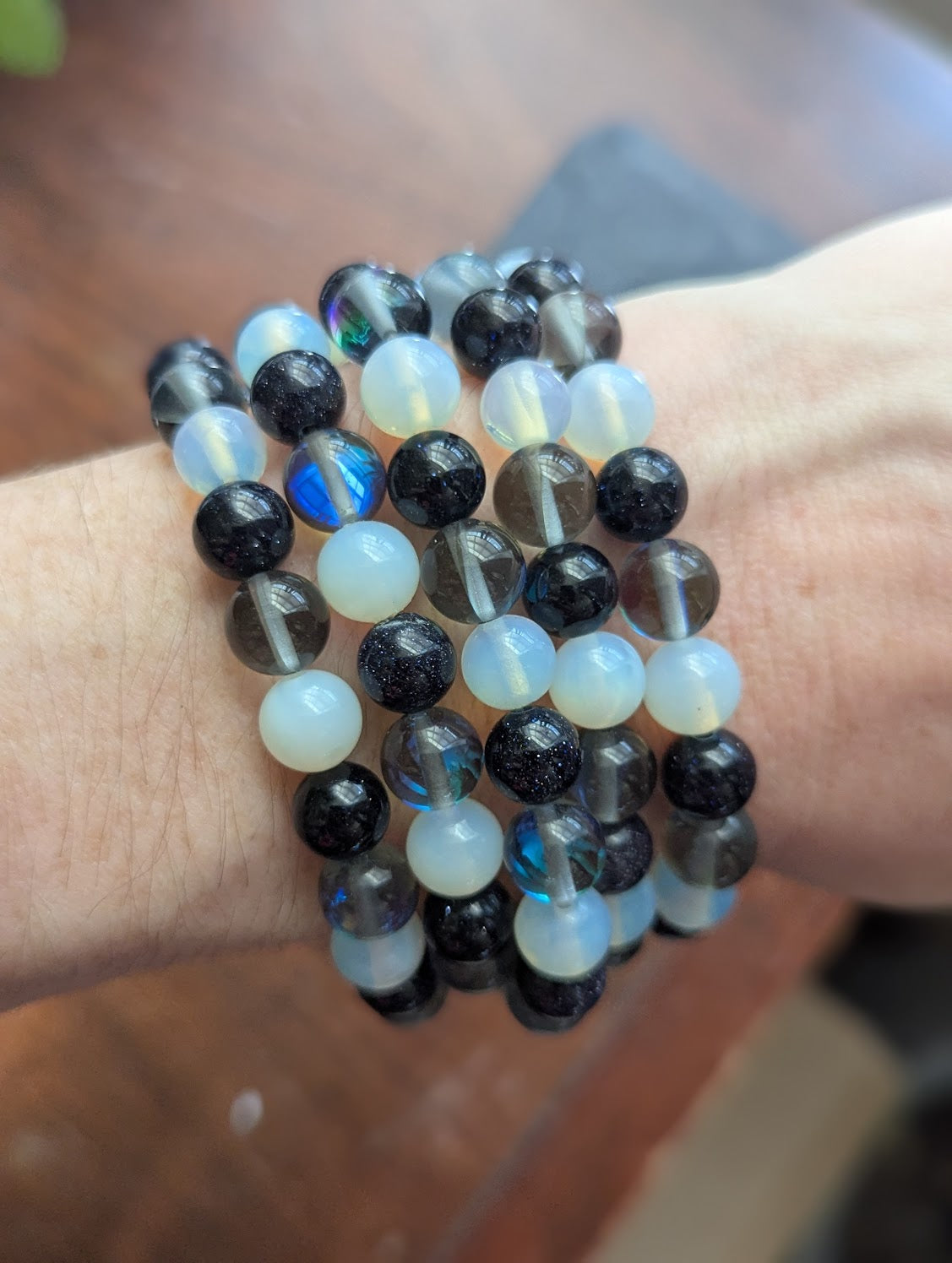 Opalite, Mermaid Glass, Blue Goldstone Bracelet (Various Sizes Available)