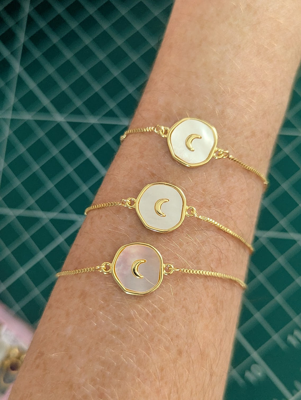Freshwater Pearl Crescent Moon Bracelet (Silver or Gold)