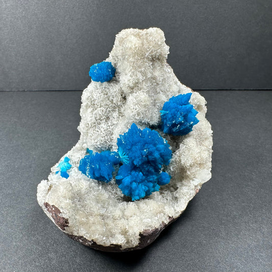 Cavansite with White Stilbite on Matrix – 185g Rare Crystal from Pune, India