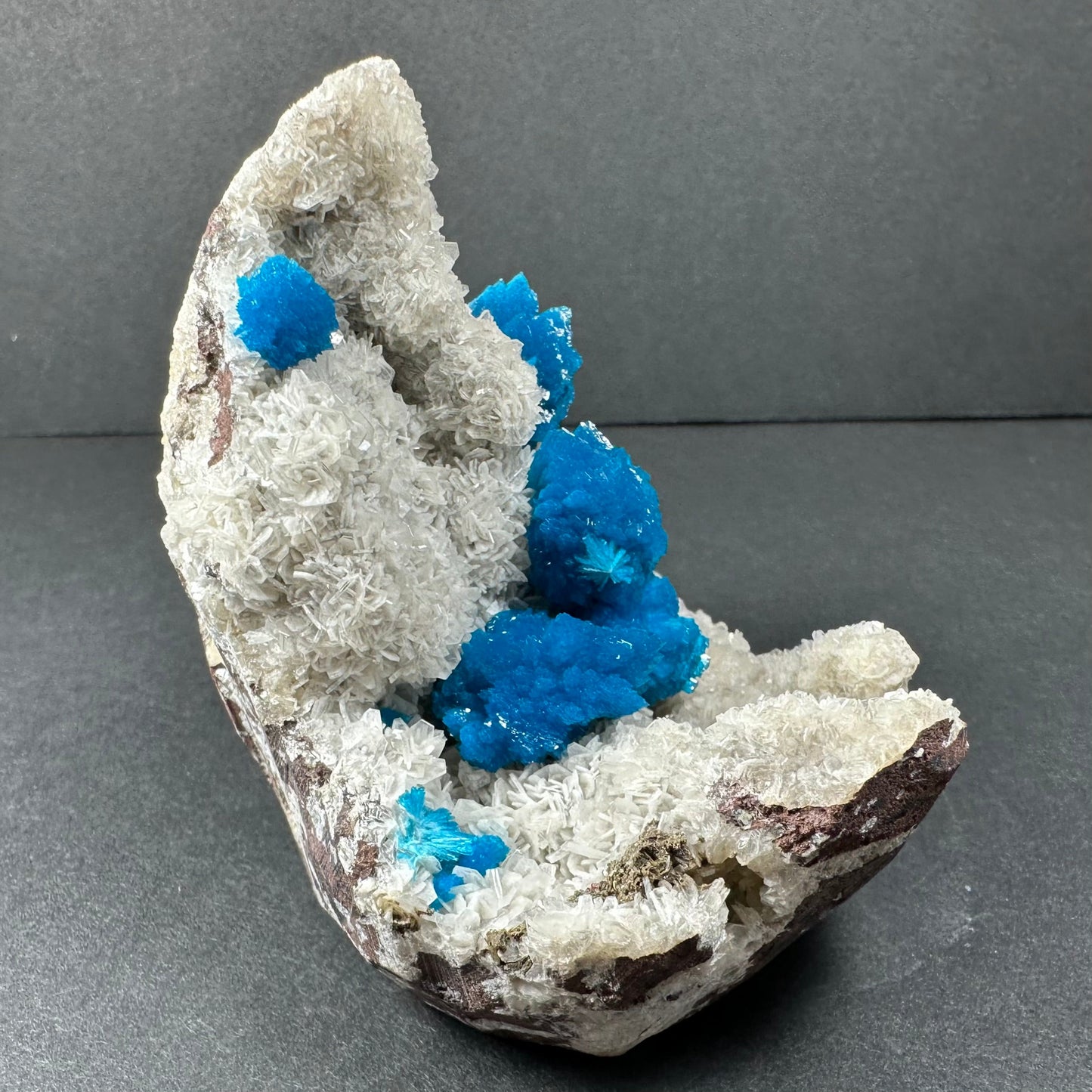 Cavansite with White Stilbite on Matrix – 185g Rare Crystal from Pune, India