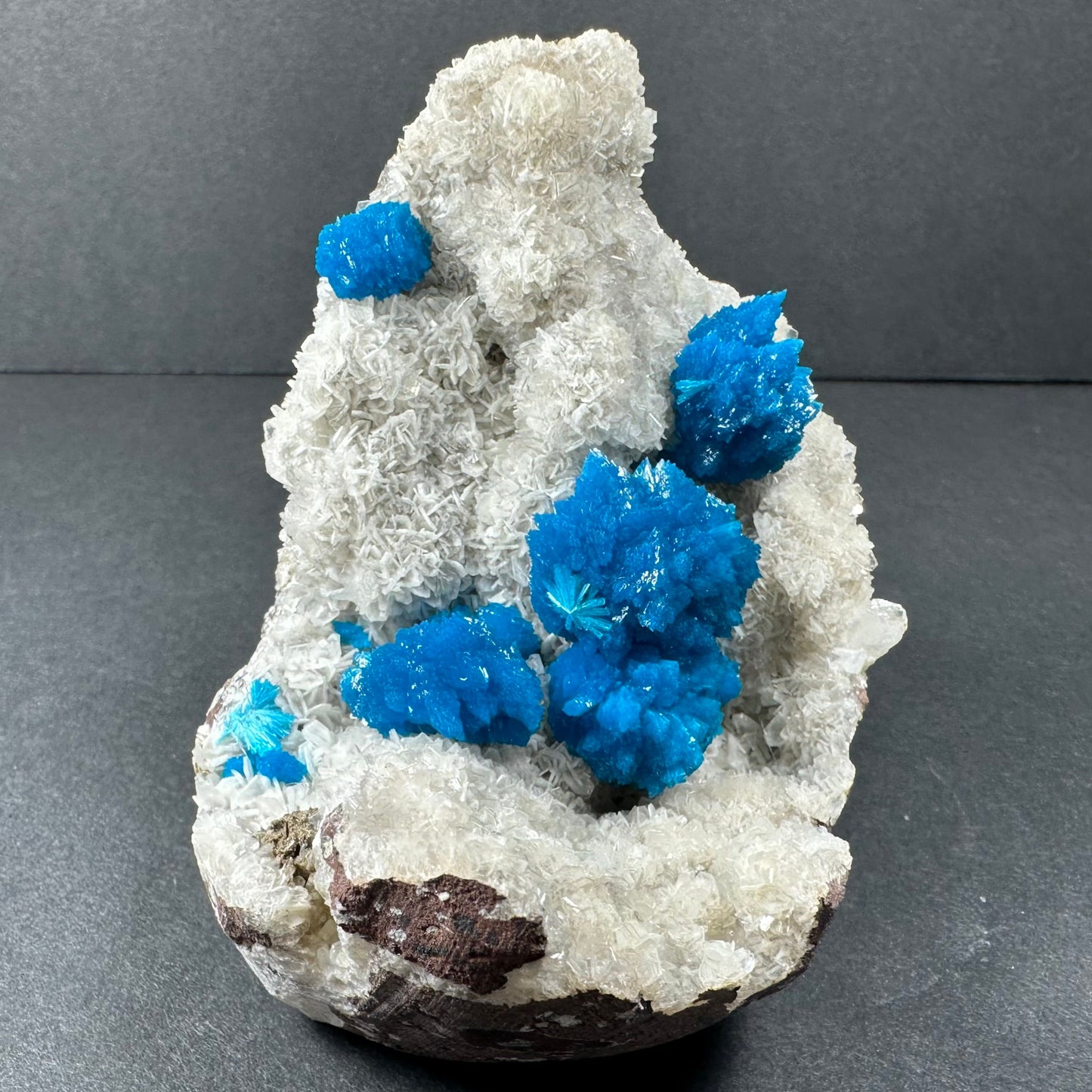 Cavansite with White Stilbite on Matrix – 185g Rare Crystal from Pune, India