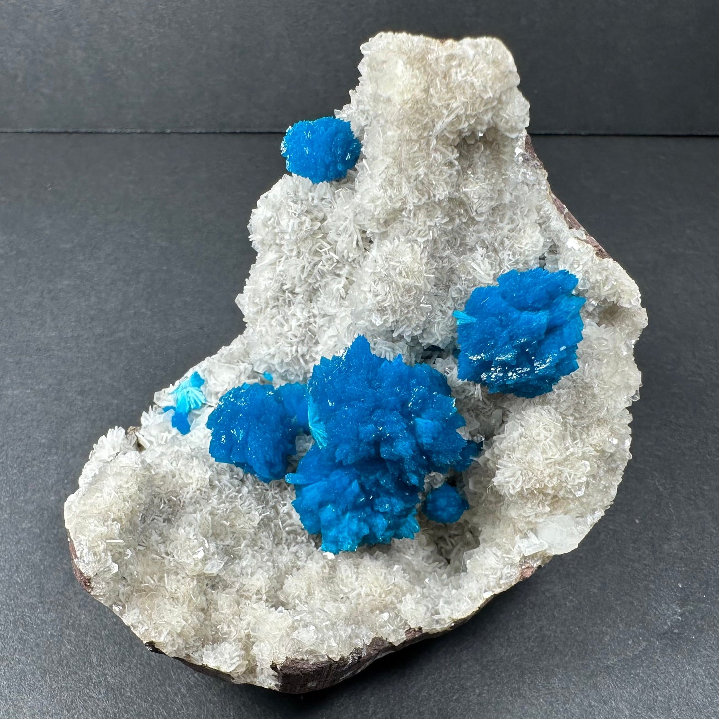 Cavansite with White Stilbite on Matrix – 185g Rare Crystal from Pune, India