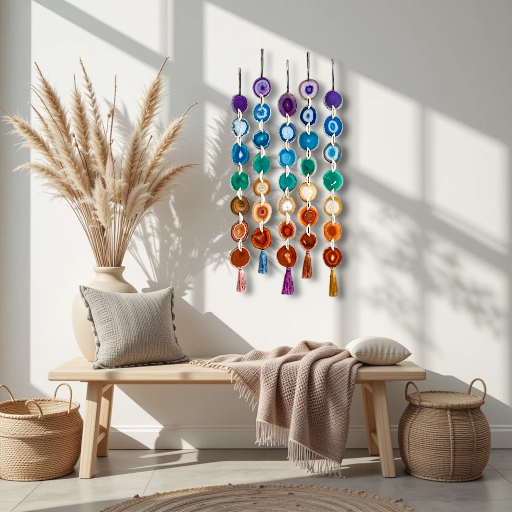 Rainbow Chakra Agate - Wall Hanging