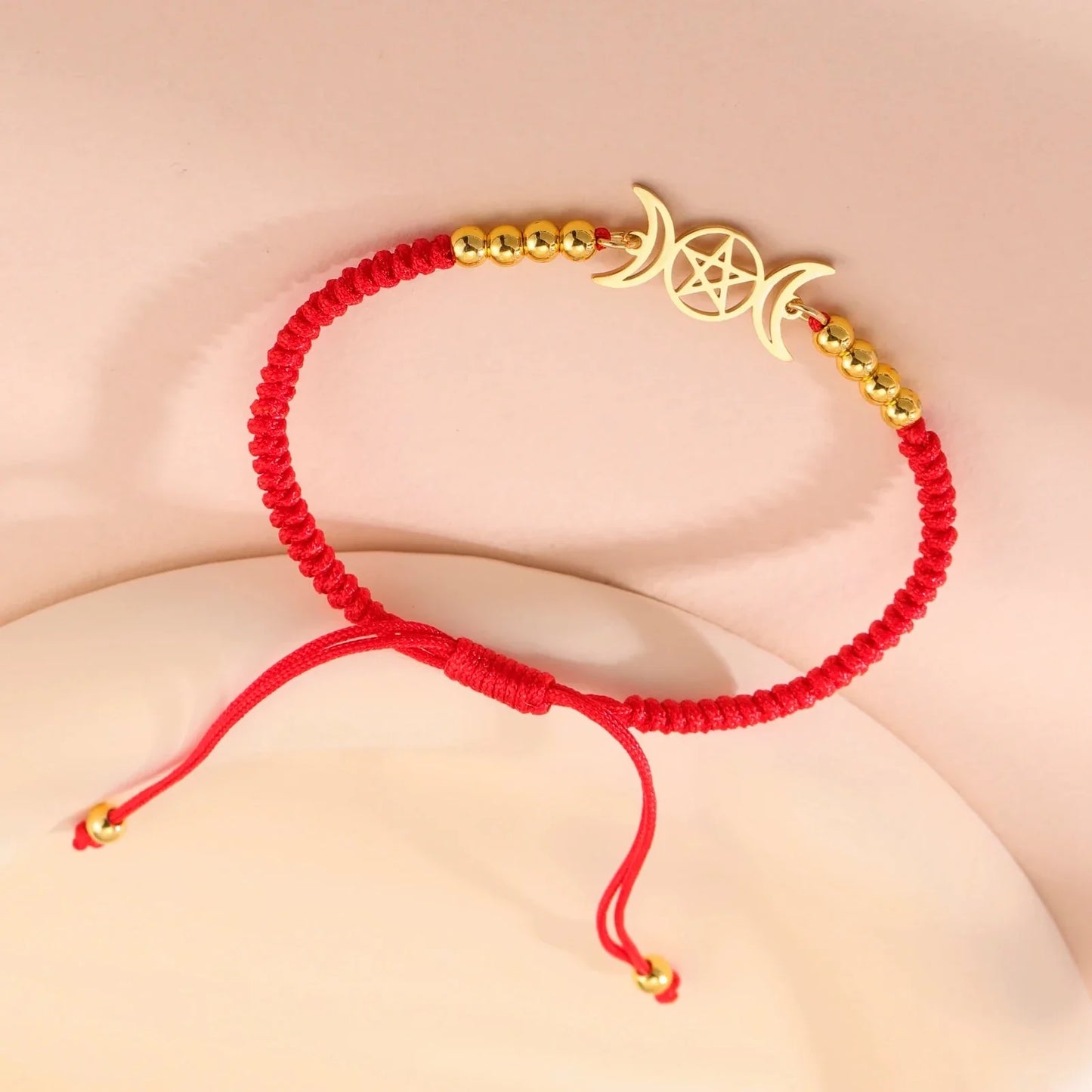 Triple Moon Pentacle Adjustable Bracelet
