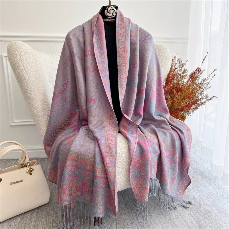Autumn Bohemian Ethnic Paisley Cashmere Shawls Scarf for Women Warm Jacquard Pashmina Scarves Print Design Lady Foulard Stoles