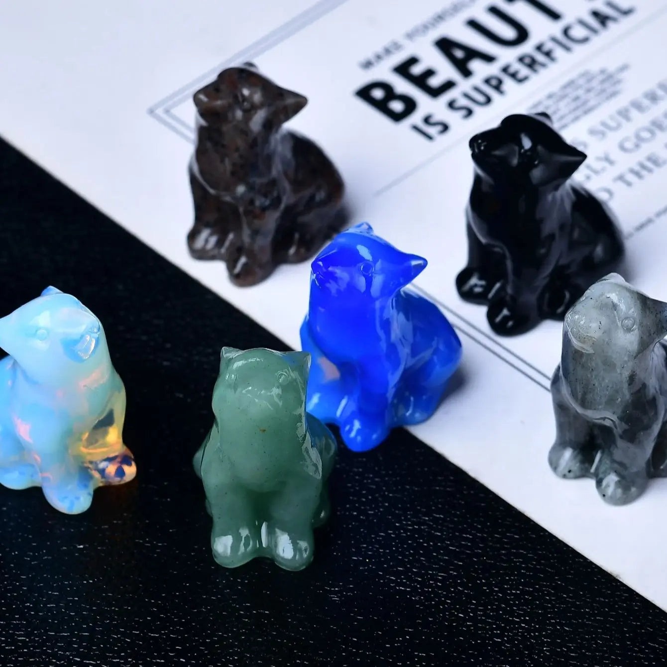 Crystal Wolf Statues