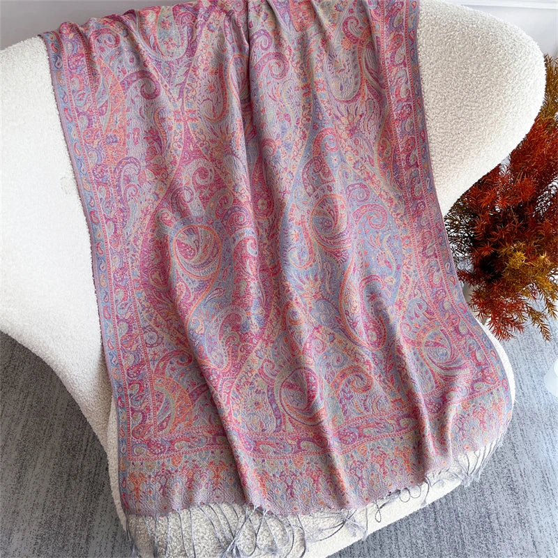 Autumn Bohemian Ethnic Paisley Cashmere Shawls Scarf for Women Warm Jacquard Pashmina Scarves Print Design Lady Foulard Stoles