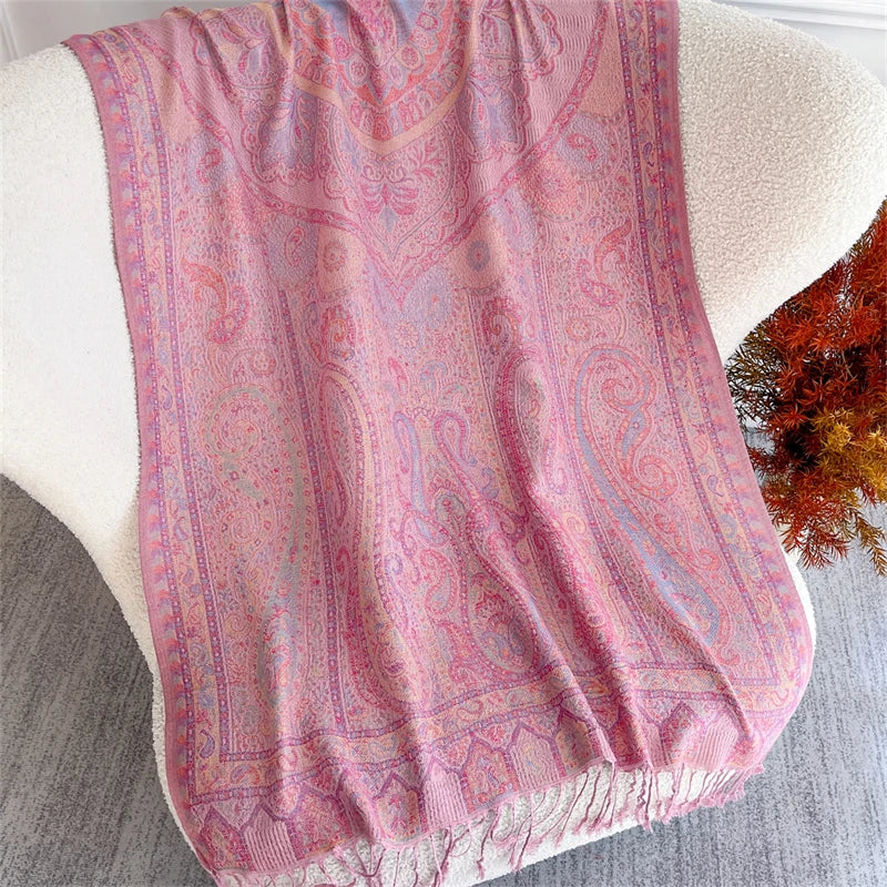 Autumn Bohemian Ethnic Paisley Cashmere Shawls Scarf for Women Warm Jacquard Pashmina Scarves Print Design Lady Foulard Stoles
