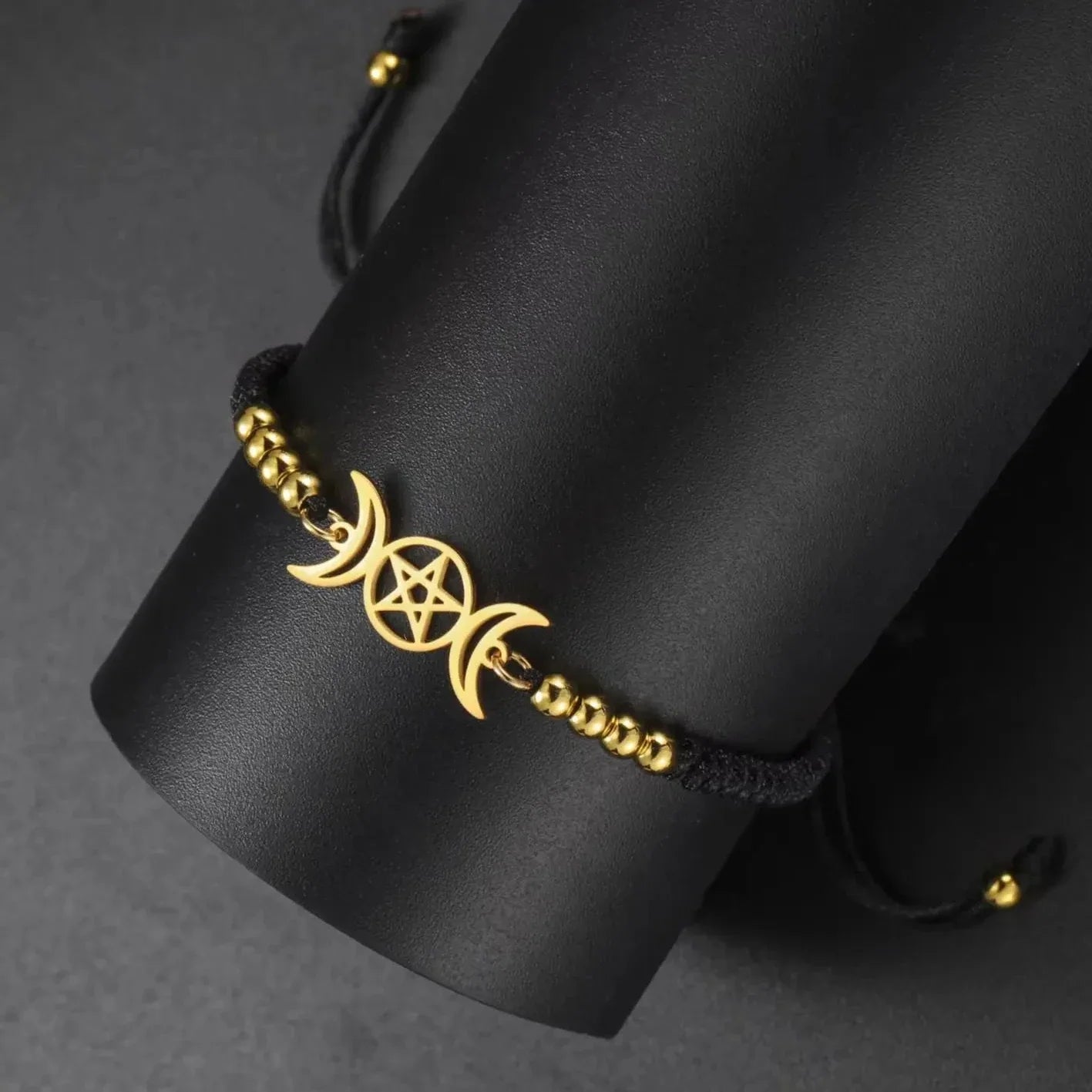 Triple Moon Pentacle Adjustable Bracelet