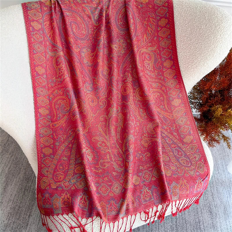 Autumn Bohemian Ethnic Paisley Cashmere Shawls Scarf for Women Warm Jacquard Pashmina Scarves Print Design Lady Foulard Stoles