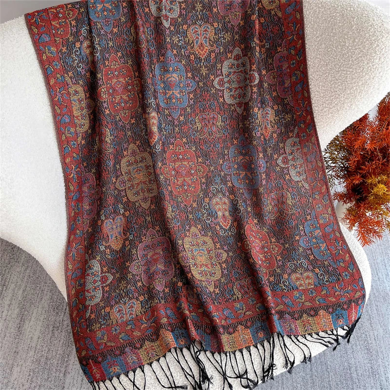 Autumn Bohemian Ethnic Paisley Cashmere Shawls Scarf for Women Warm Jacquard Pashmina Scarves Print Design Lady Foulard Stoles