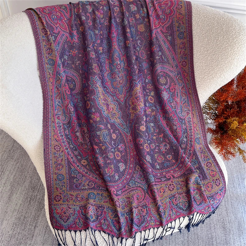 Autumn Bohemian Ethnic Paisley Cashmere Shawls Scarf for Women Warm Jacquard Pashmina Scarves Print Design Lady Foulard Stoles