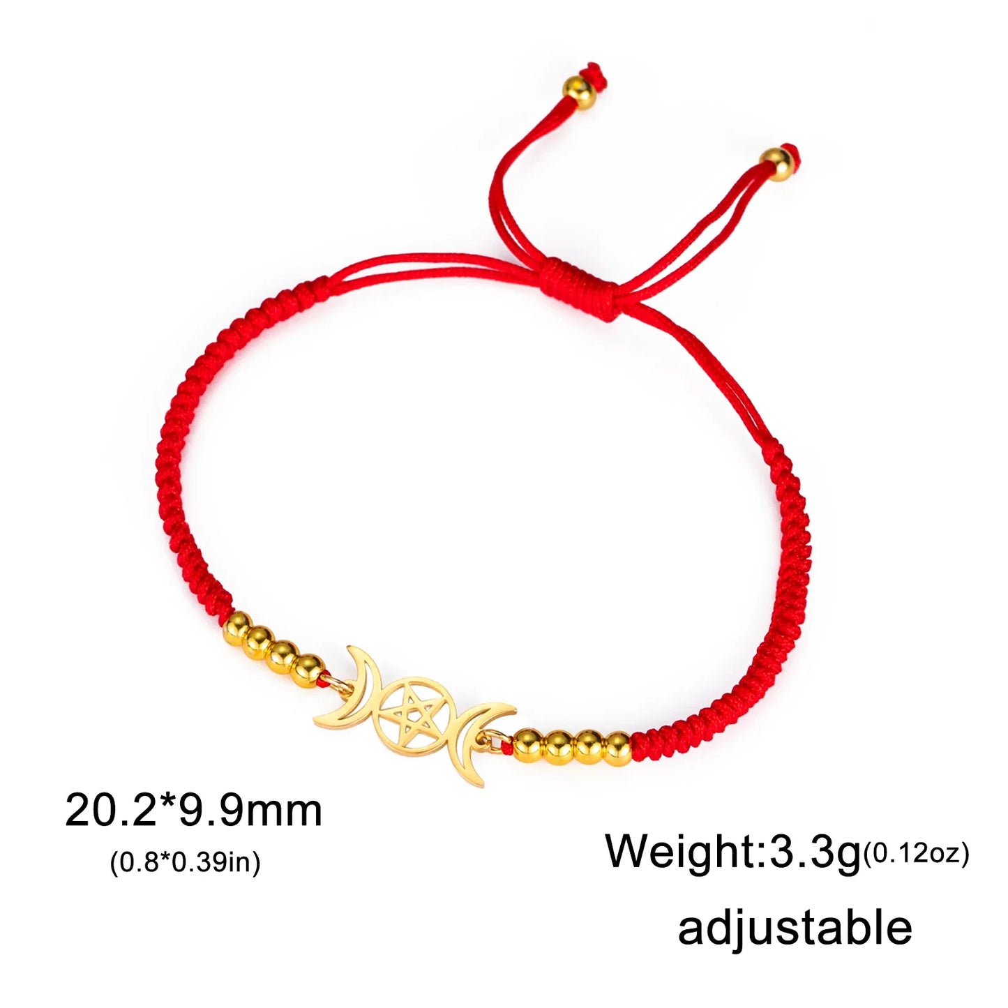Triple Moon Pentacle Adjustable Bracelet