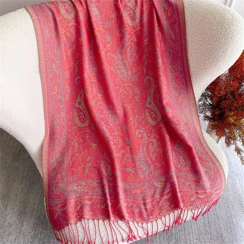 Autumn Bohemian Ethnic Paisley Cashmere Shawls Scarf for Women Warm Jacquard Pashmina Scarves Print Design Lady Foulard Stoles