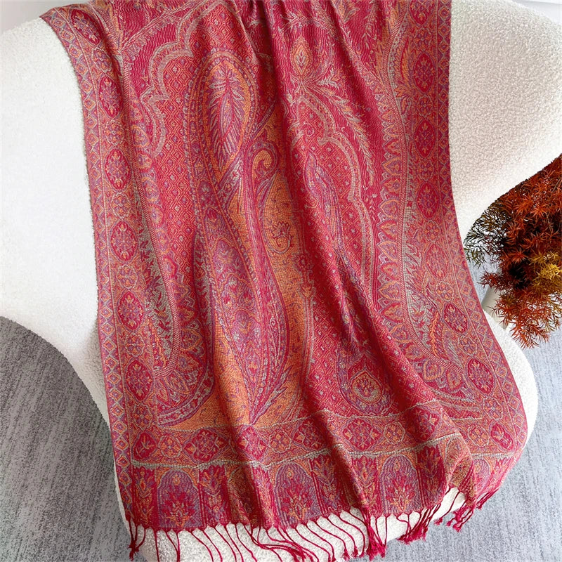 Autumn Bohemian Ethnic Paisley Cashmere Shawls Scarf for Women Warm Jacquard Pashmina Scarves Print Design Lady Foulard Stoles