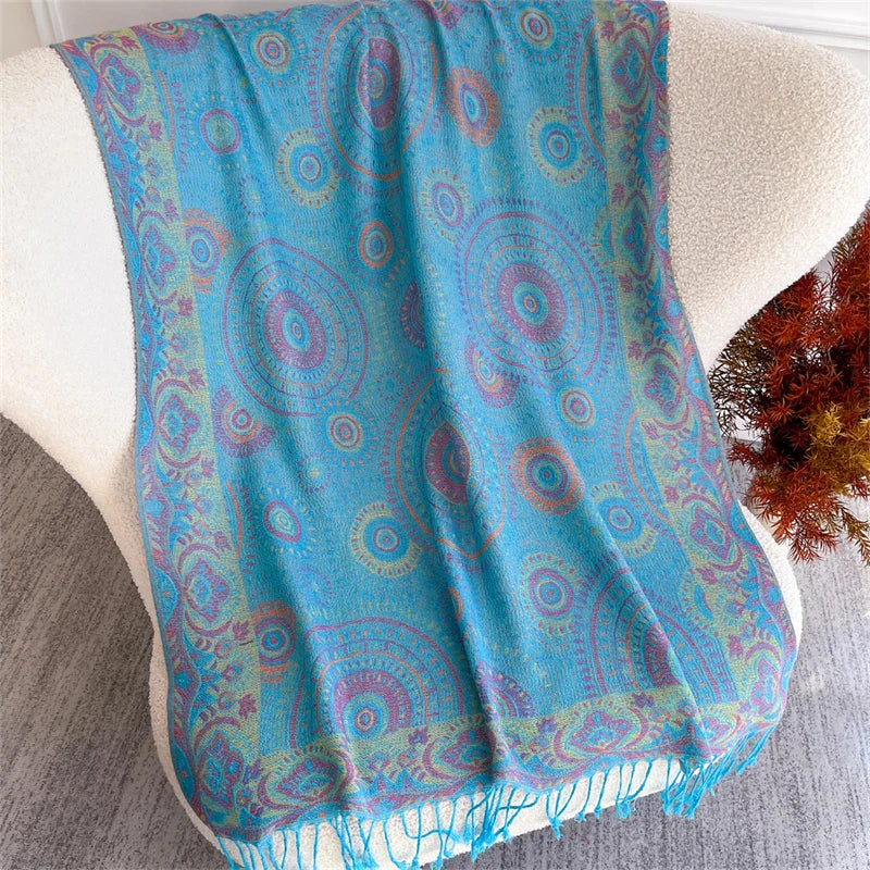Autumn Bohemian Ethnic Paisley Cashmere Shawls Scarf for Women Warm Jacquard Pashmina Scarves Print Design Lady Foulard Stoles