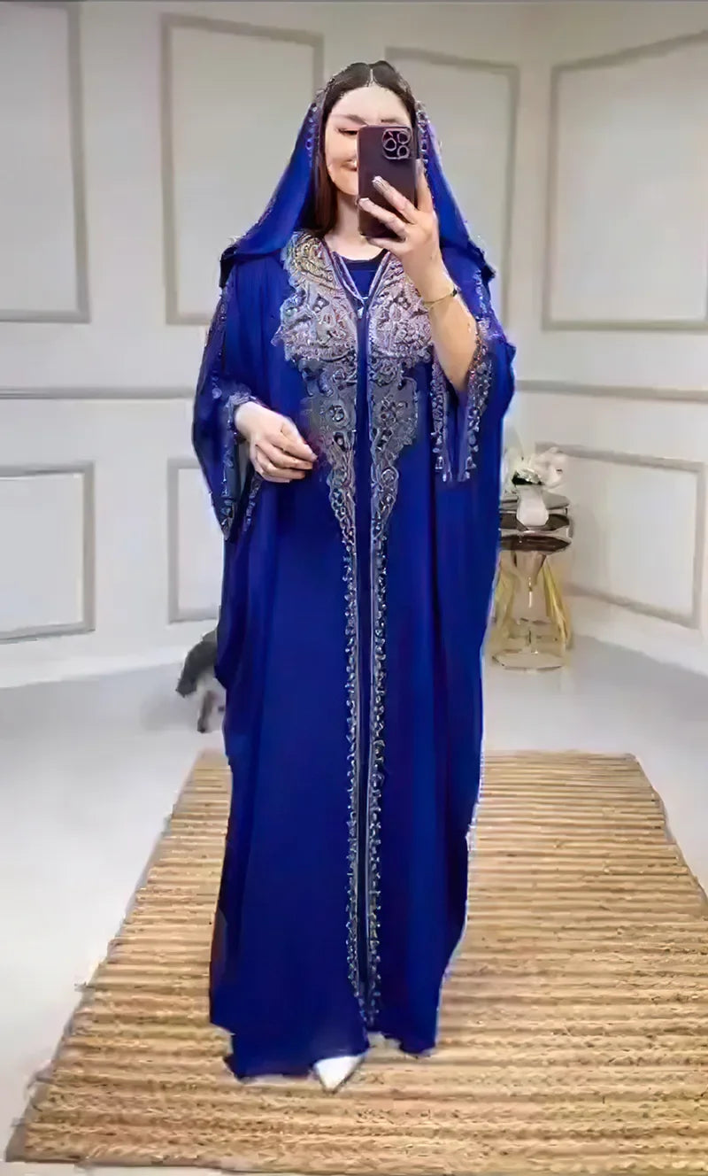 2025 Traditional Hooded Abaya African Dresses for Women Luxury Boubou Dress Africa Clothing Plus Size Dashiki Ankara Outfit Robe