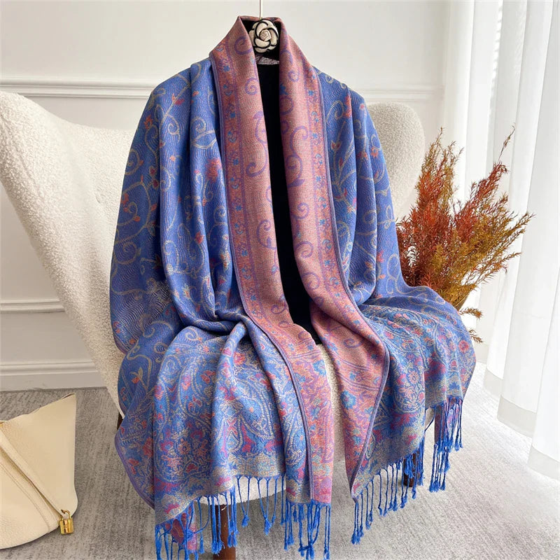 Autumn Bohemian Ethnic Paisley Cashmere Shawls Scarf for Women Warm Jacquard Pashmina Scarves Print Design Lady Foulard Stoles