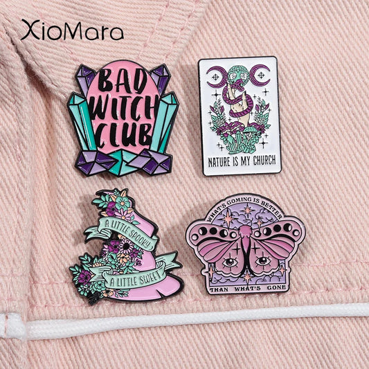 Cute Witchy Enamel Pin – Lunar Moon Phase Brooch