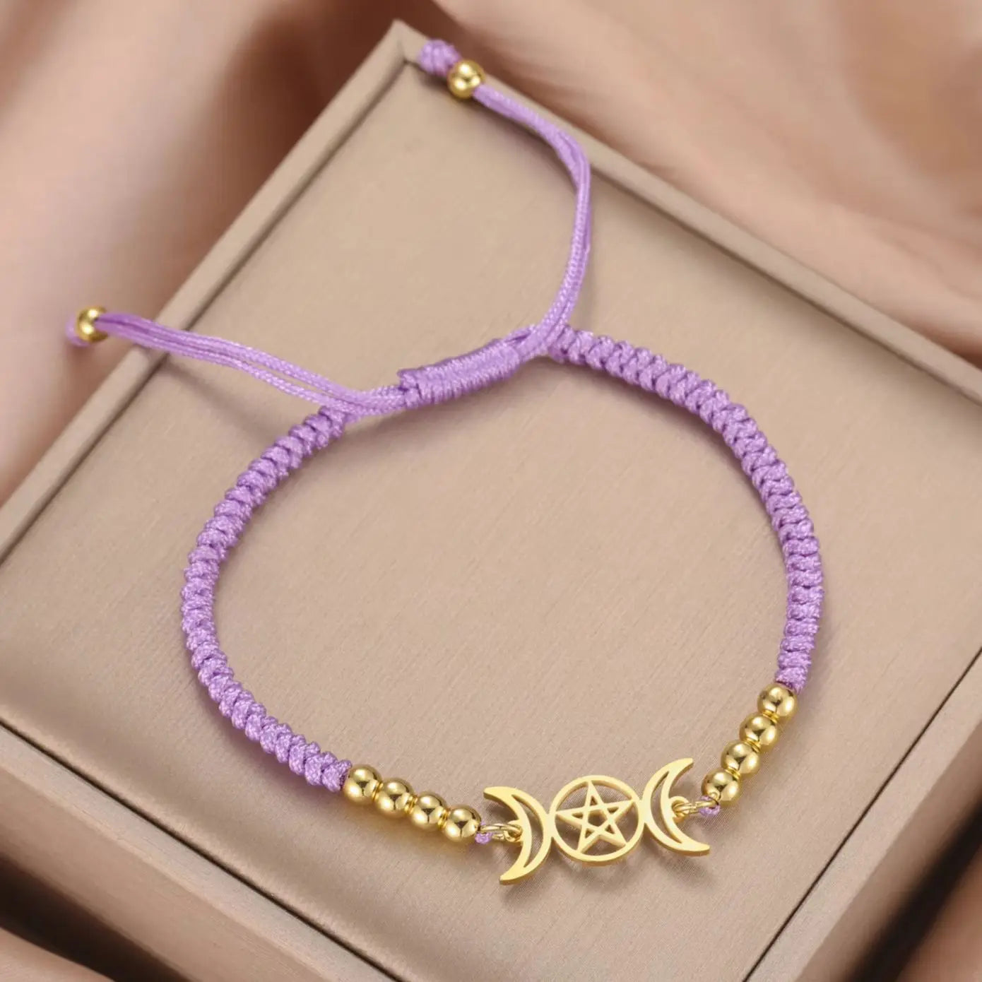 Triple Moon Pentacle Adjustable Bracelet