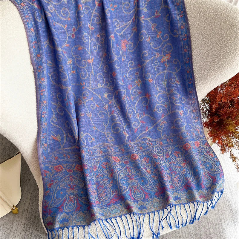Autumn Bohemian Ethnic Paisley Cashmere Shawls Scarf for Women Warm Jacquard Pashmina Scarves Print Design Lady Foulard Stoles