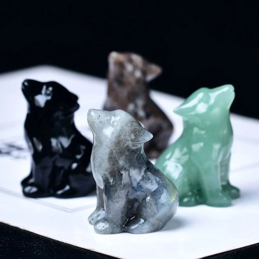 Crystal Wolf Statues