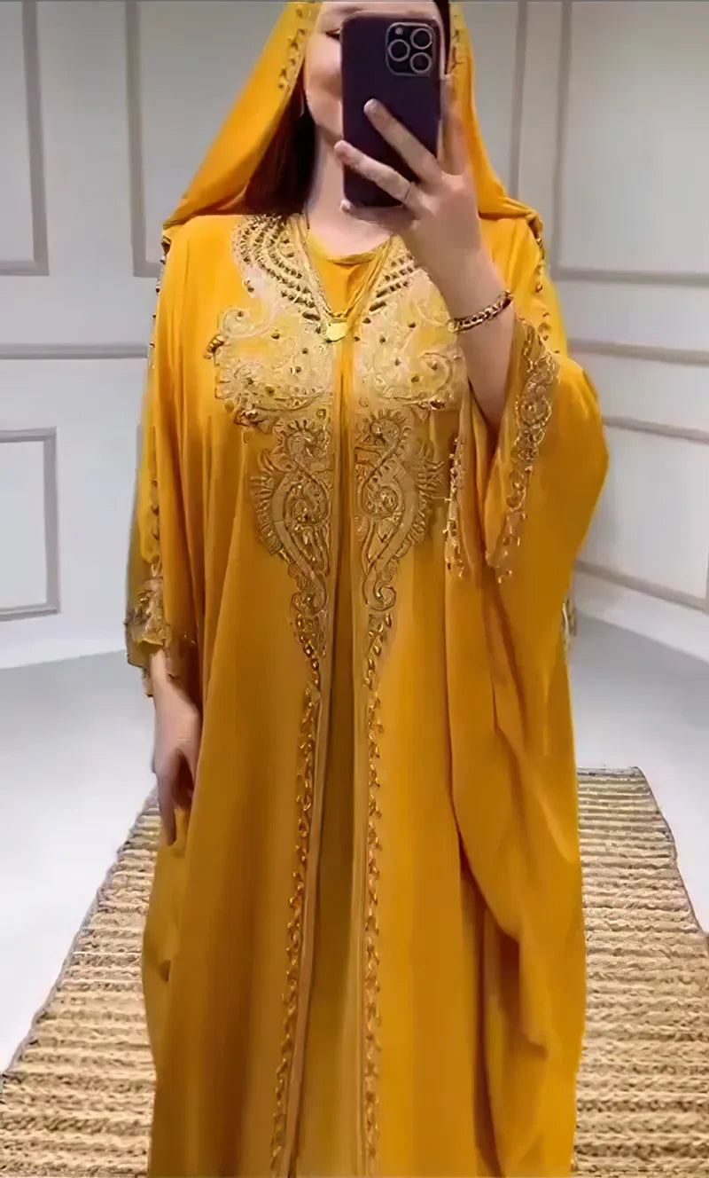 2025 Traditional Hooded Abaya African Dresses for Women Luxury Boubou Dress Africa Clothing Plus Size Dashiki Ankara Outfit Robe