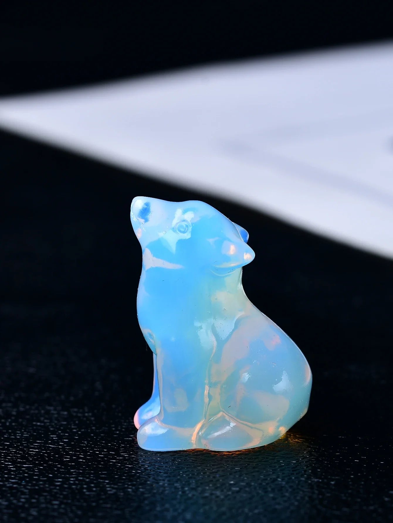 Crystal Wolf Statues