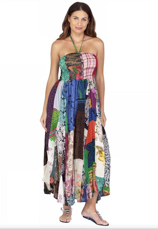 Tube Top Handkerchief Patchwork Dress