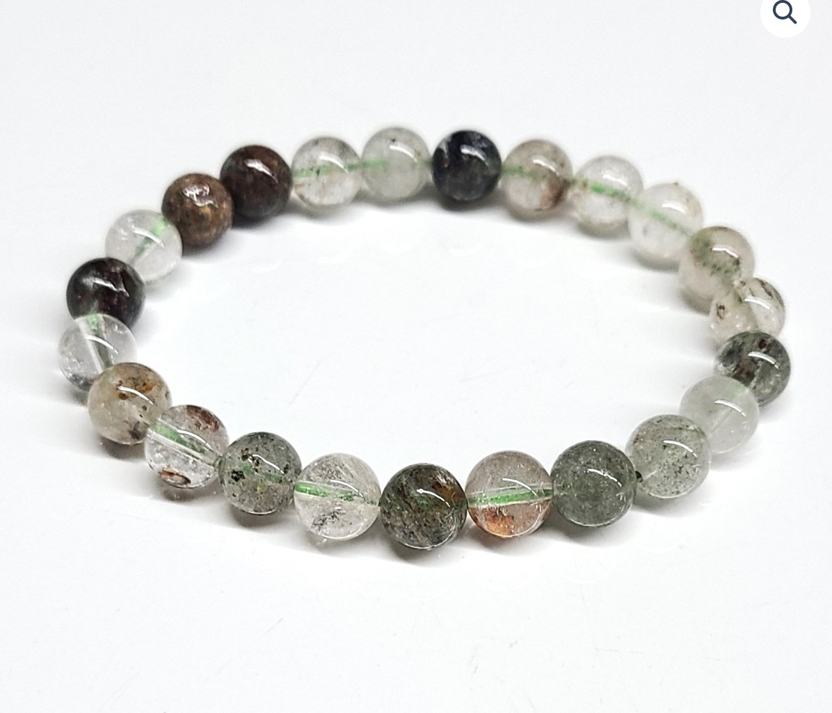 Green Phantom Quartz Round Bead Bracelet 8mm - Healing Growth