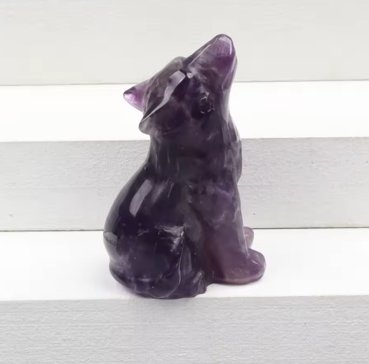 Crystal Wolf Statues