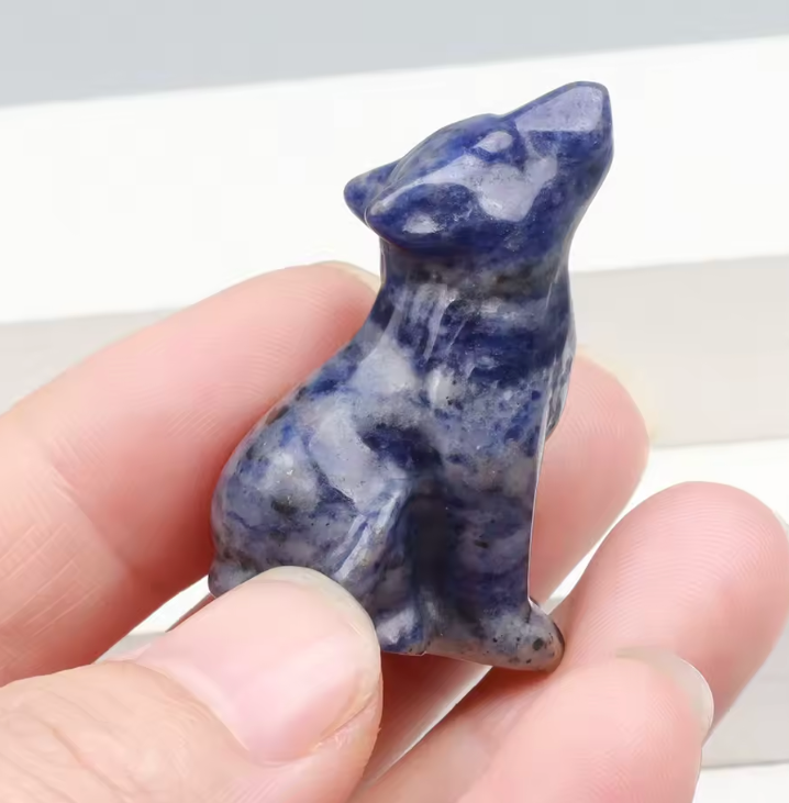 Crystal Wolf Statues