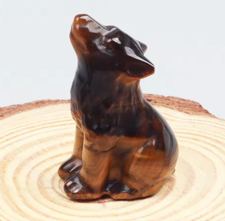 Crystal Wolf Statues