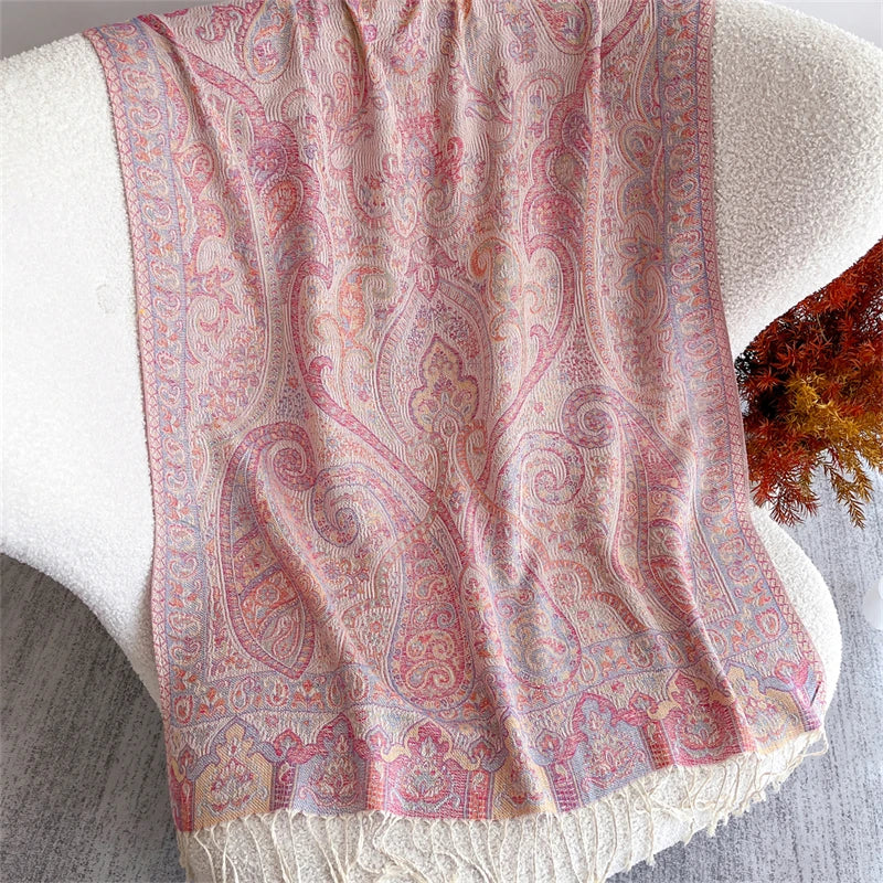 Autumn Bohemian Ethnic Paisley Cashmere Shawls Scarf for Women Warm Jacquard Pashmina Scarves Print Design Lady Foulard Stoles