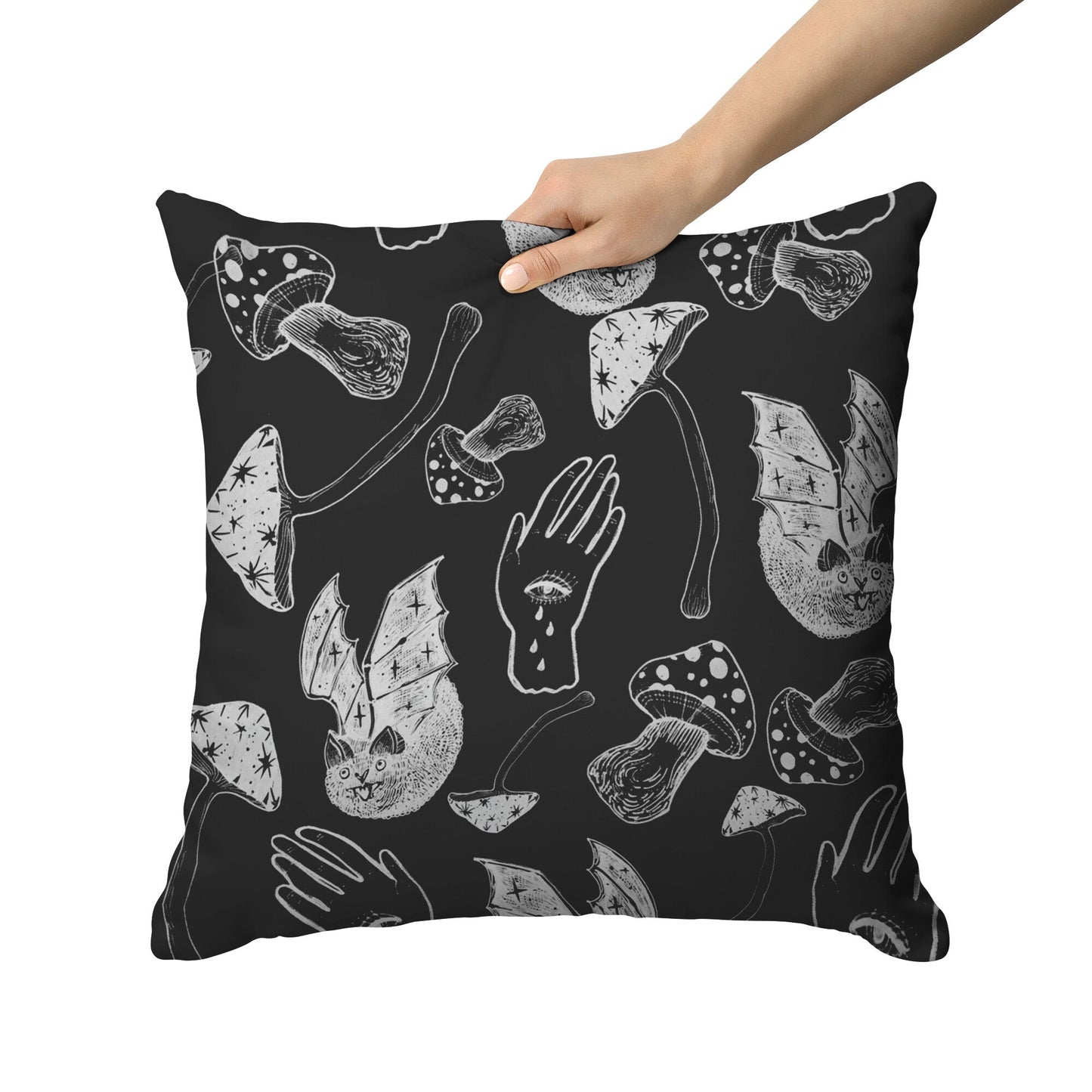 Spells, Bats, & Mushrooms - Throw Pillow