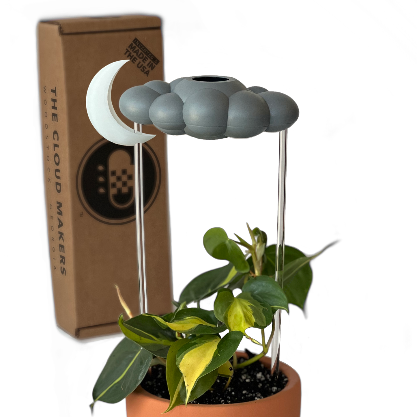 Stormy Dripping Rain Cloud with Glow in the Dark Moon Charm