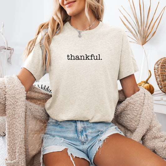 Thankful, Minimalist, Thanksgiving, Autumn, Fall, Tshirt