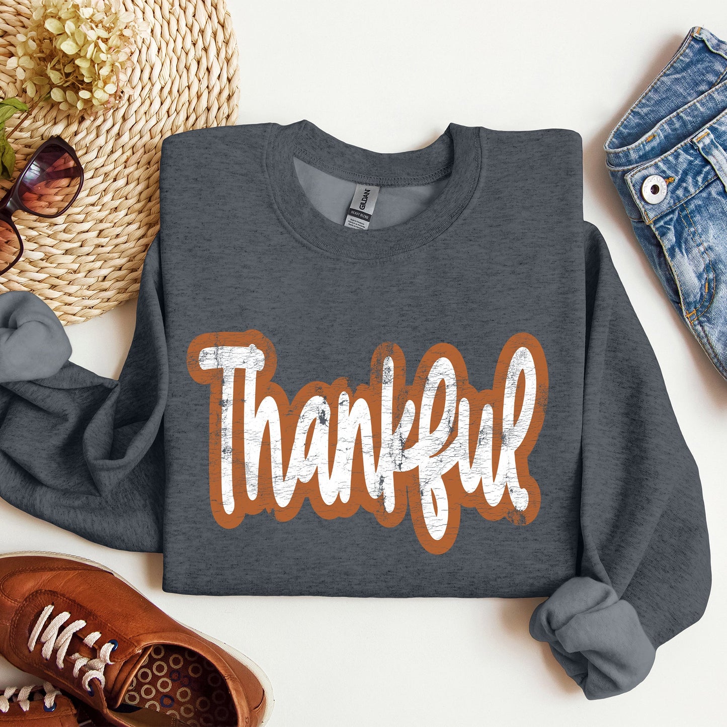 Thankful, Thanksgiving, Positivity, Mental Health, Vintage Sweatshirt