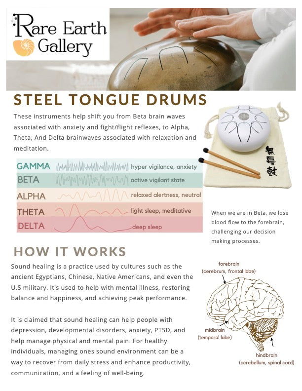 30cm Pentatonic Steel Singing Drum - Metal Silver