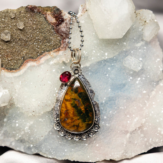 Unakite On 925 Silver Pendant