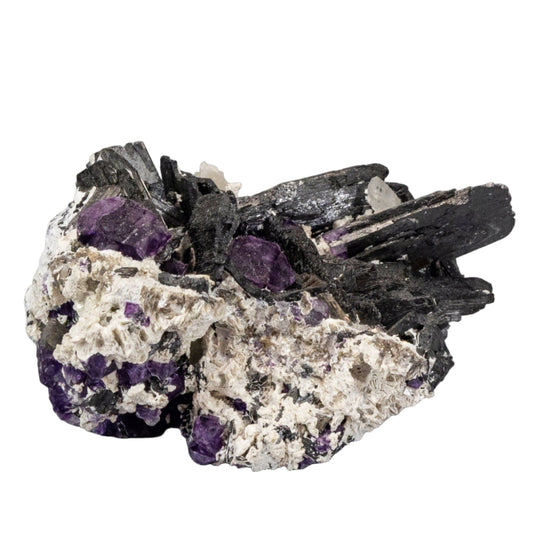 Unique Namibian... Quartz - Black Tourmaline - Purple Fluorite Cluster