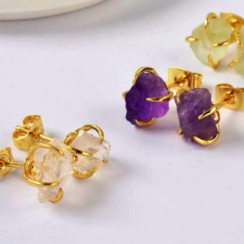 Healing crystal stud earrings | Raw crystals