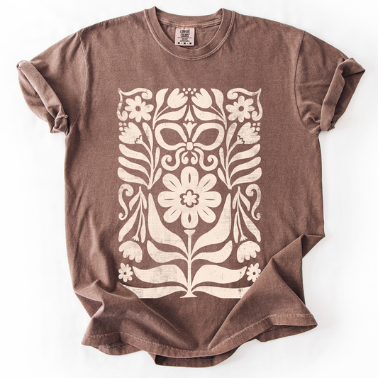 Vintage Folk Flower Pattern - Comfort Colors T-Shirt