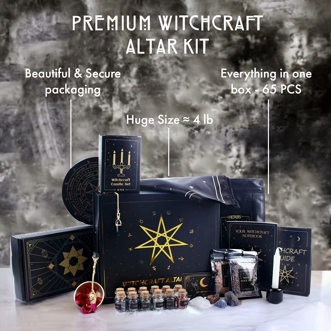 Beginner Witchcraft Starter Kit (65 pc) – Complete Wiccan & Pagan Ritual Set