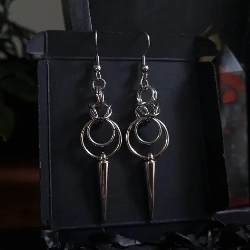 Gothic Chainmail Spike Earrings