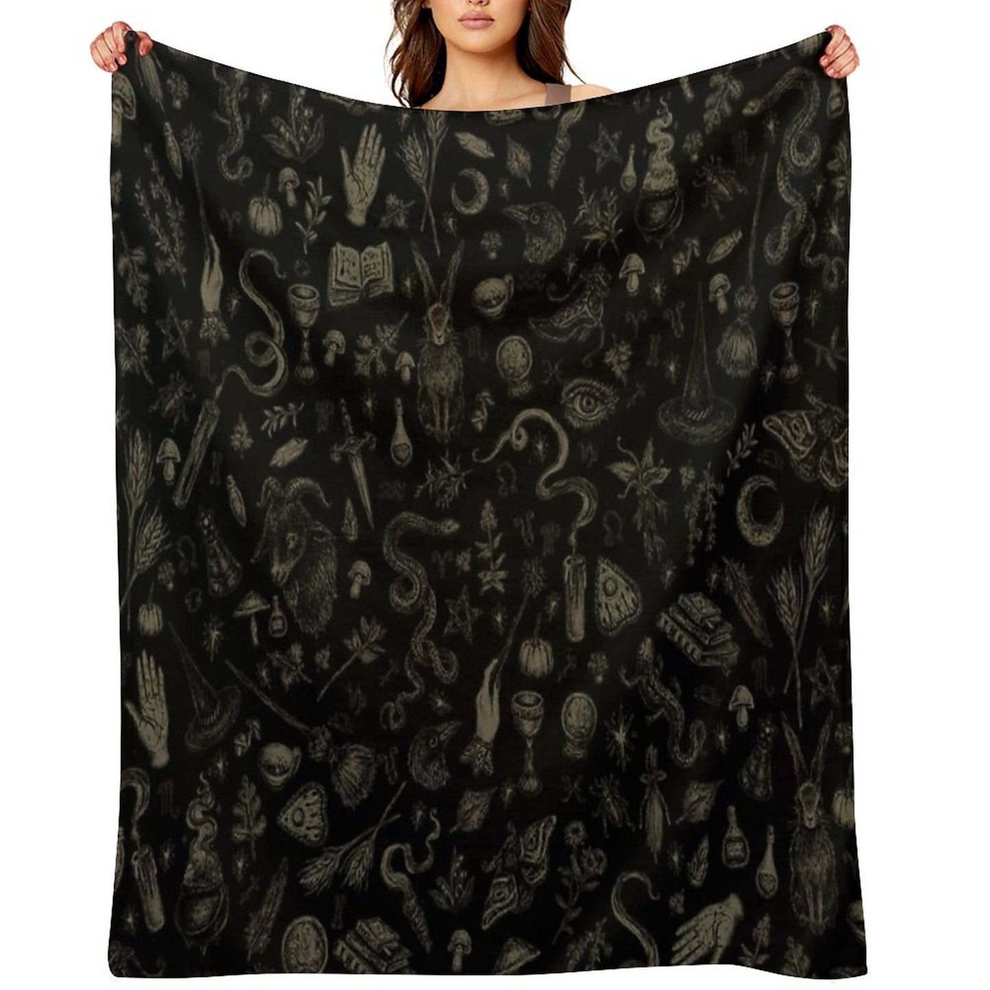 Just Witch Things (black And Beige) Throw Blanket