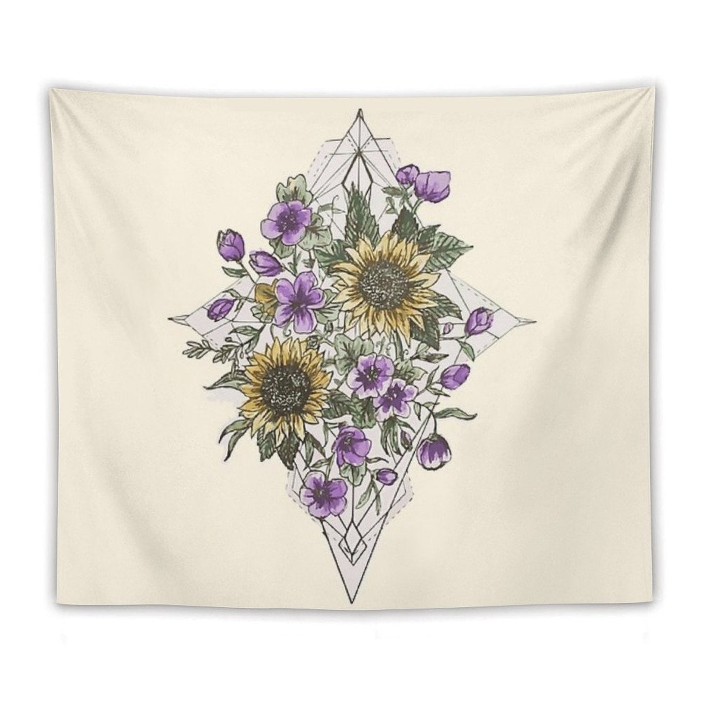 Geometric Sunflower Pattern Tapestry