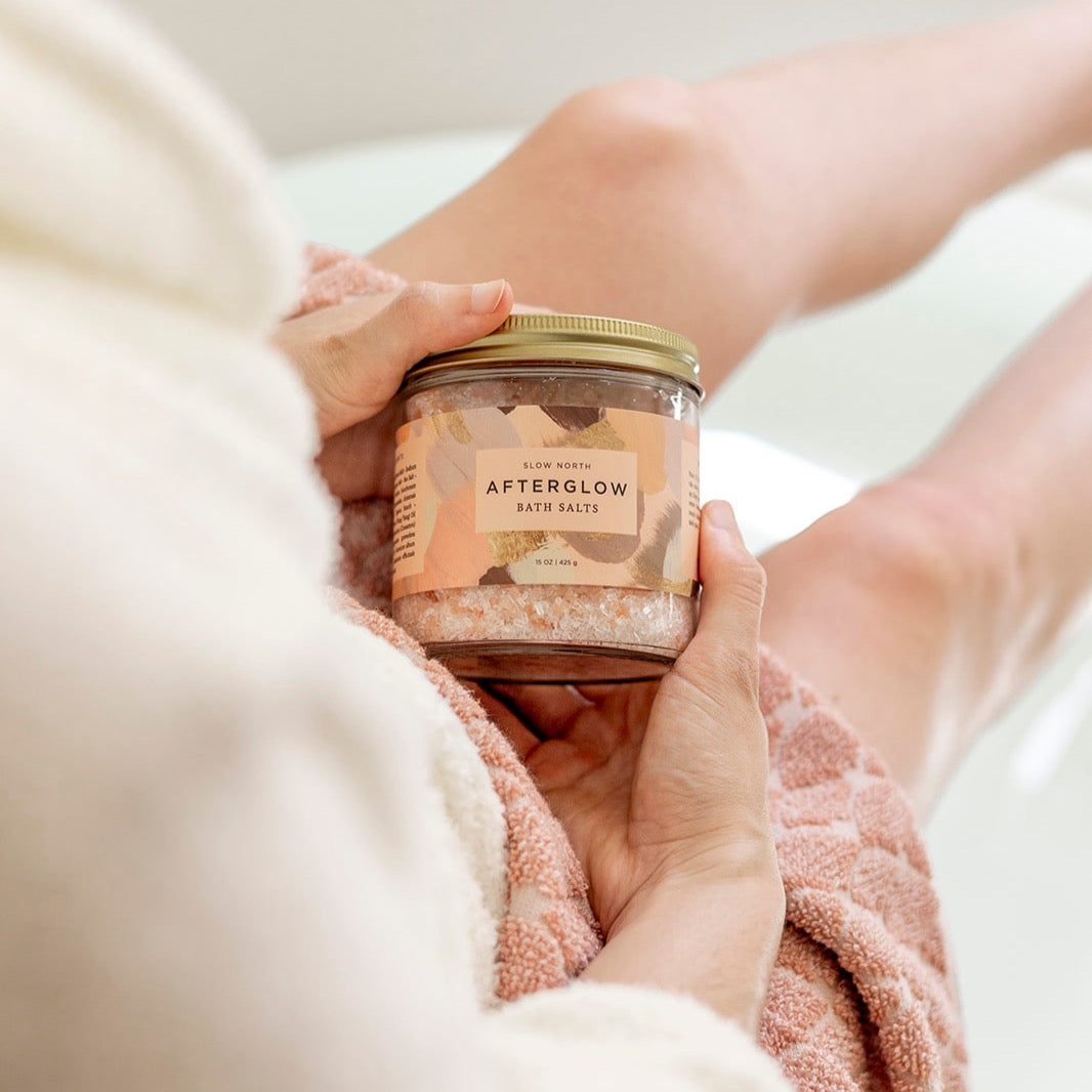 Afterglow Bath Salts (15oz) Sandalwood, Ylang Ylang, Jasmine, Geranium