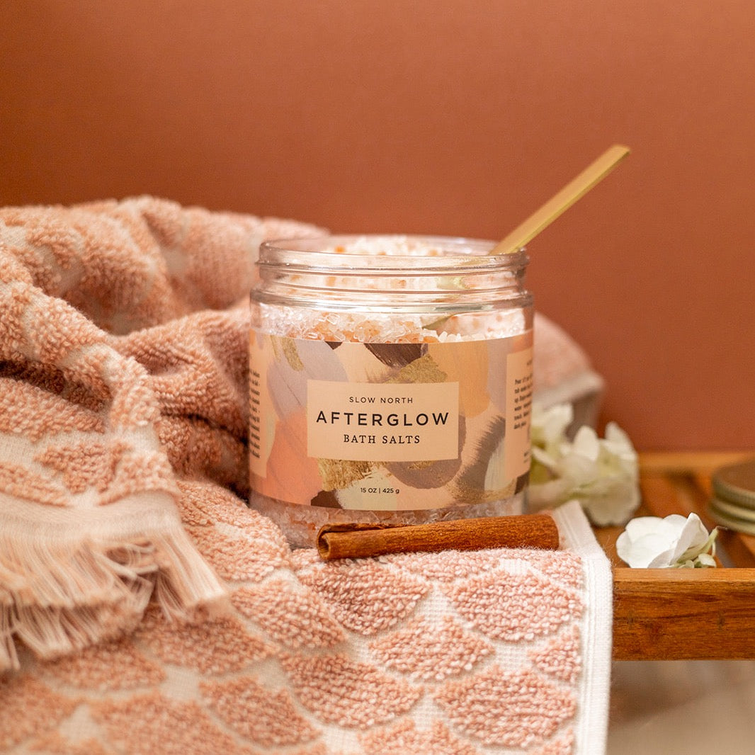 Afterglow Bath Salts (15oz) Sandalwood, Ylang Ylang, Jasmine, Geranium