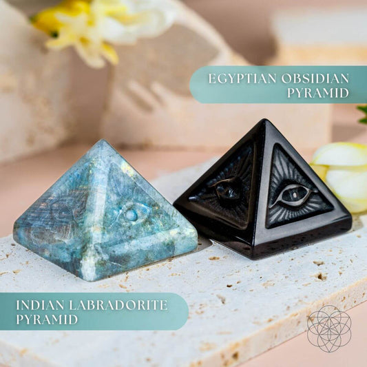All Seeing Eye - Crystal Carved Pyramid of Ancient Wisdom